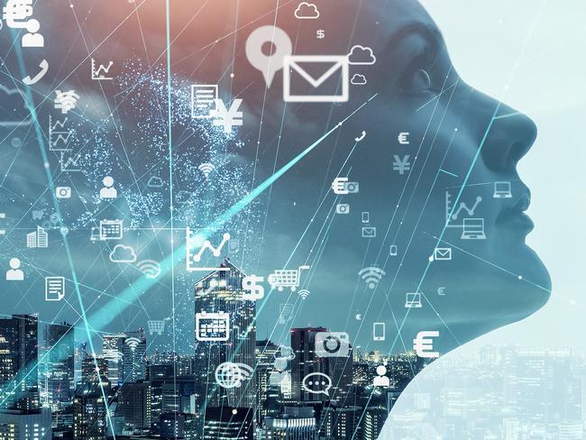 AI and women - istock pic AI (Artificial Intelligence) concept. Communication network.