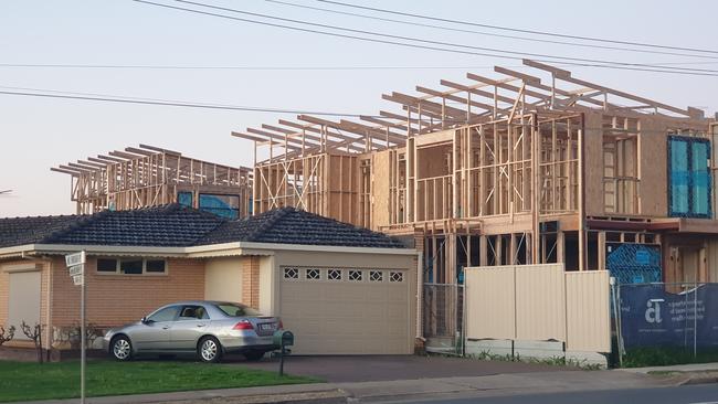 An example of urban infill in Hectorville, in which a two-storey development is built right beside an existing home. The LGA is worried about impacts of the draft planning code.