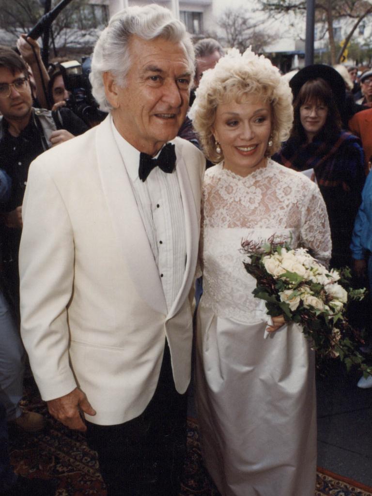 Bob Hawke and Blanche d’Alpuget at their wedding in 1995.