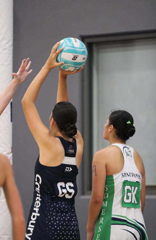 QISSN 2024 division 1 grand final: Canterbury v Somerset. Pictured: Harmony O'Brien shoots for Canterbury