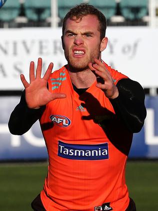 Tom Mitchell at Hawthorn training. Picture: Chris Kidd