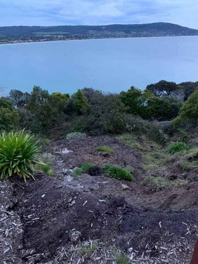 220 cubic metres of soil crashed onto the Esplanade, Mt Martha
