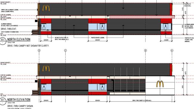 The design plans for the McDonalds family restaurant proposed for Andergrove. Picture: Urbis, Mackay Regional Council.