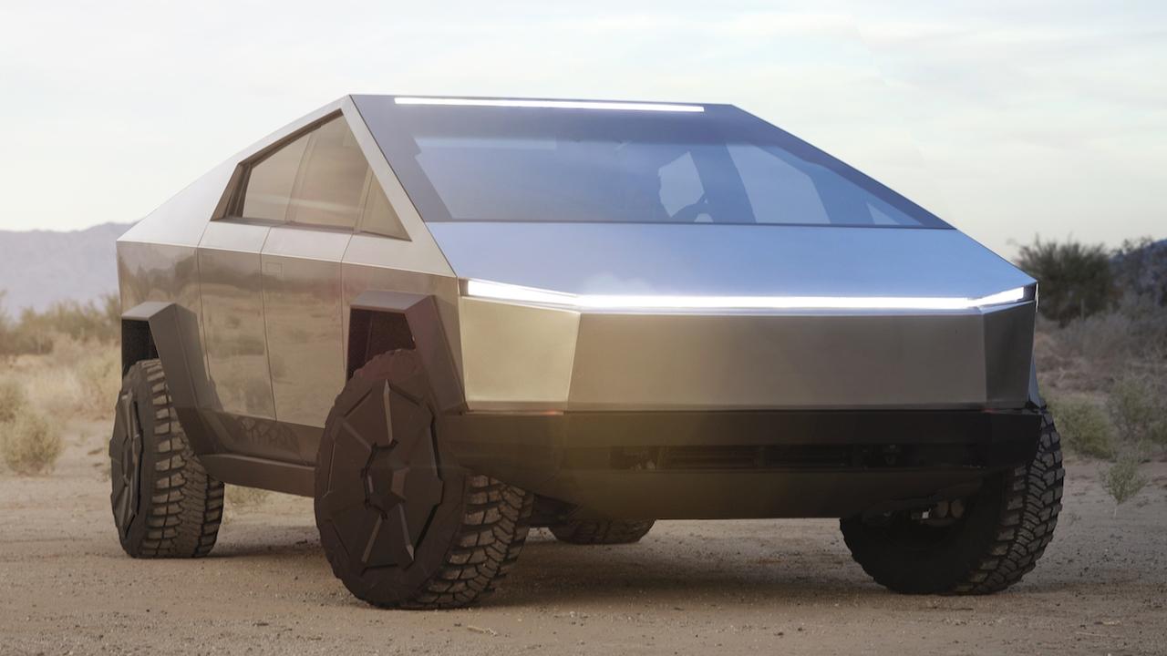 Tesla’s Cybertruck resembles a lunar module. Picture: Supplied.