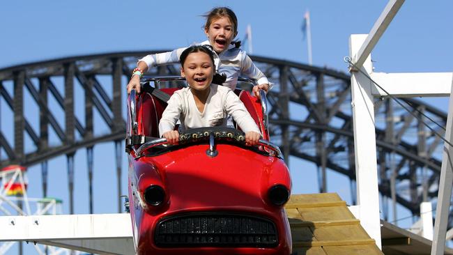 Children ride the Wild Mouse after the 2004 re-opening. NSW / Amusement Centre