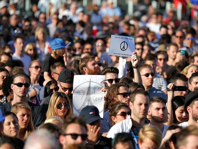 Crowds packed into Federation Square. Picture: Tim Carrafa