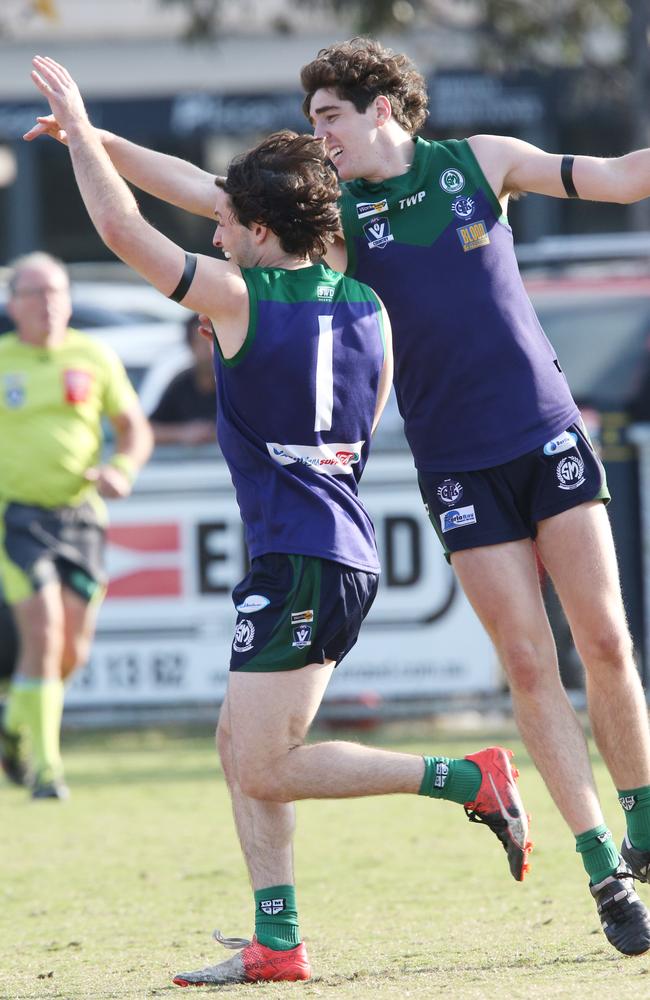 St Mary's Max Augerinos kicks a goal. Picture: Mark Wilson