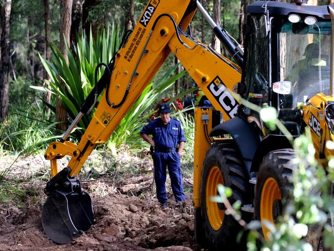 Police still at the spot in the Royal National Park near Waterfall south of Sydney, police are searching bushland for the remains of Matt Leveson. Picture: John Grainger