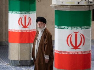 TEHRAN, IRAN - 2024/05/10: Iranian Supreme Leader Ayatollah Ali Khamenei arrives to vote for the parliamentary runoff elections. (Photo by Sobhan Farajvan/Pacific Press/LightRocket via Getty Images)