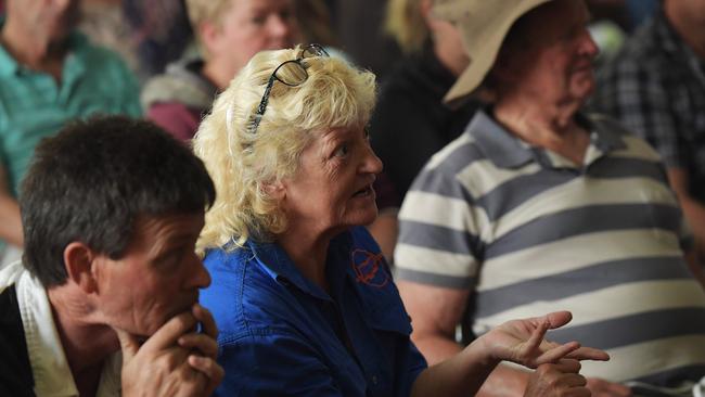 Residents listen and speak at a town meeting. Picture: Jason Edwards