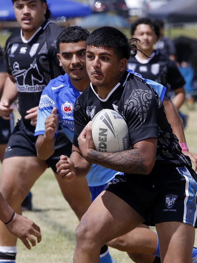 Amari -jay Tangi from Maori Pango. Under 16 Boys Maori Pango v Samoa white. Harmony Nines Rugby League. Picture: John Appleyard