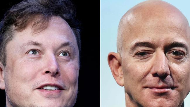 The Twitter accounts of Elon Musk and Jeff Bezos were among those apparently hacked. Picture: AFP