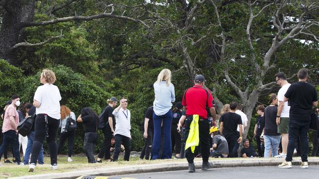 People being evacuated from North Head on Saturday. Picture: Matrix