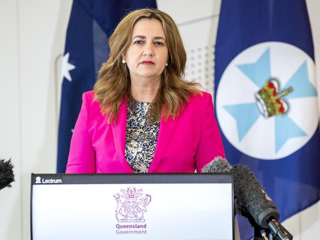 Premier Annastacia Palaszczuk during Sunday’s press conference. Picture: Richard Walker