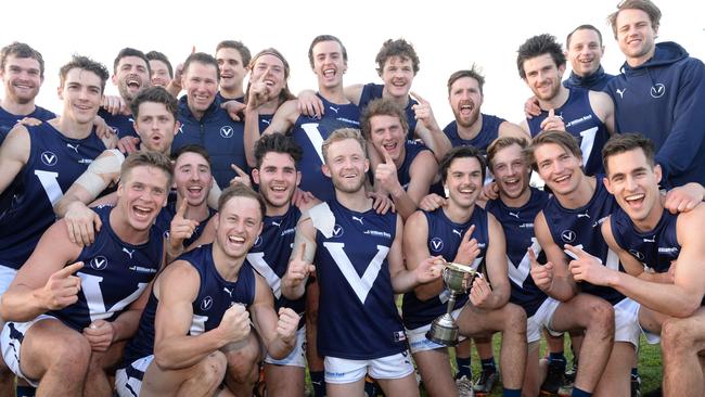 The VAFA celebrates its representative victory on Saturday. Picture: Chris Eastman.