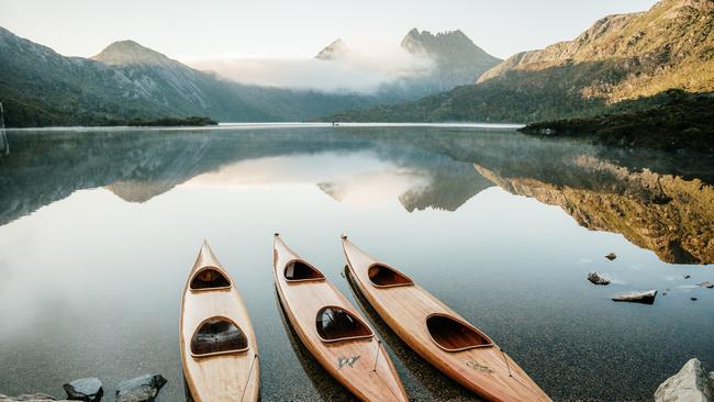 The kayaks are made from reclaimed King Billy pine, a stunning tree native to Tasmania.