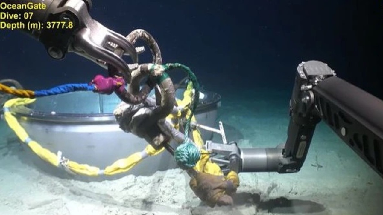 Footage showed parts of the remotely operated vehicle recovering part of the vessel. Picture: US Coast Guard