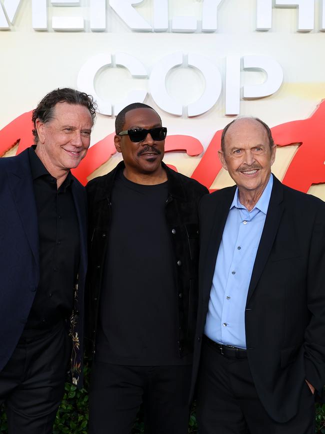 (L-R) Judge Reinhold, Eddie Murphy and John Ashton at the premiere of the new film in June. Picture: Leon Bennett/Getty