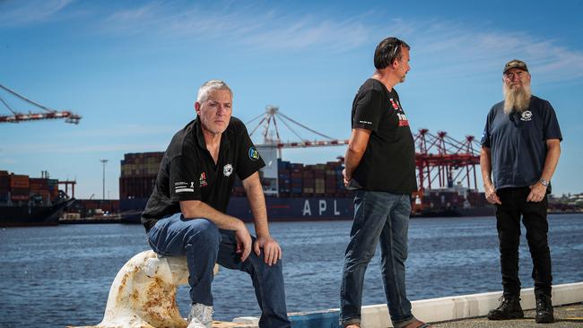 Jeff Cassar, Sean Patience and Svein Skavik at Fremantle Port. Picture: Colin Murty