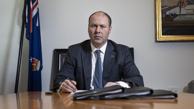 Treasurer Josh Frydenberg in his office preparing for Tuesday’s budget. Picture: NCA NewsWire/Gary Ramage