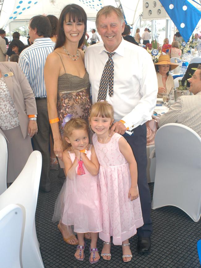 John Singleton with then-wife Julie and daughters Summer, 4, and Dawnie, 6, in 2005.