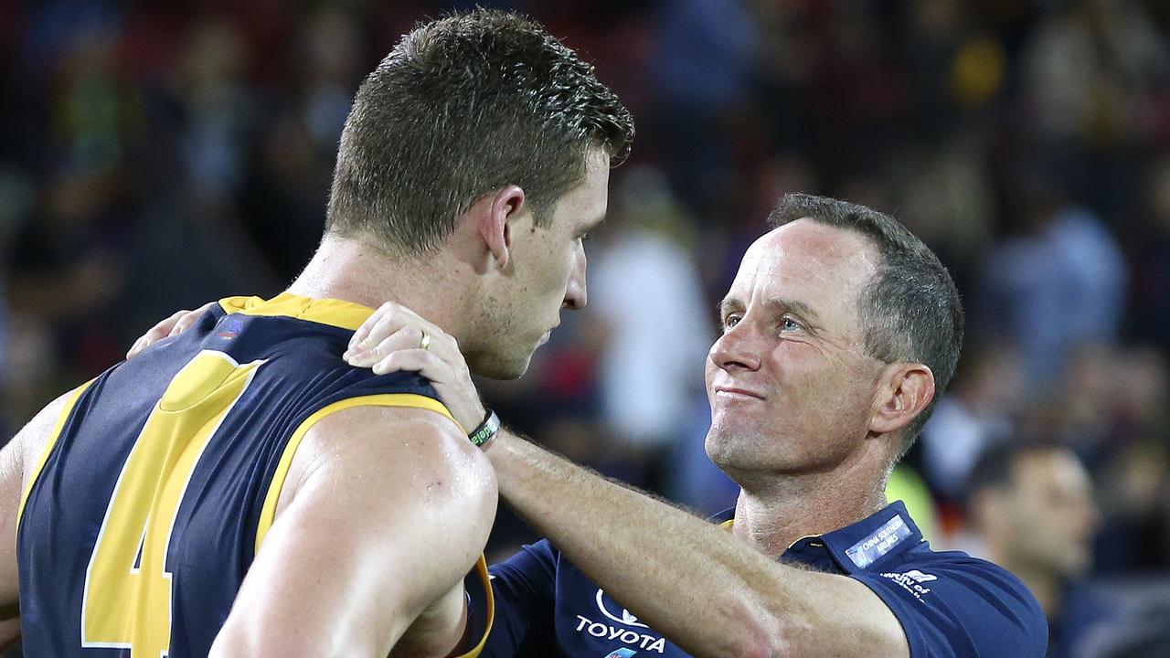 Josh Jenkins with Don Pyke after a game against Richmond last year.