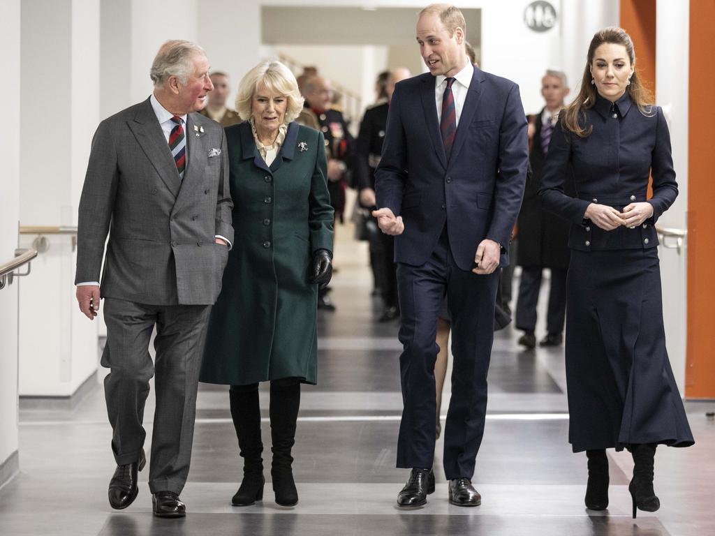 Prince Charles, Camilla, Duchess of Cornwall, Prince William, and Catherine, Duchess of Cambridge during their first joint event in nine years. Picture: Getty