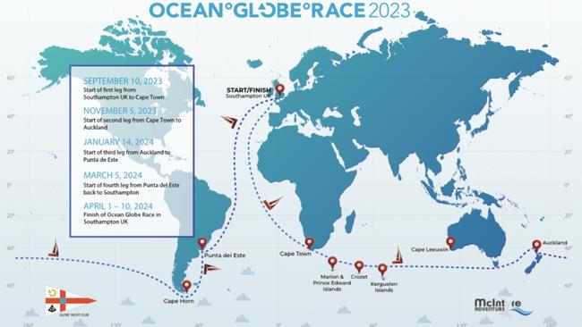 The map of the 2023 Ocean Globe Race. Picture: Supplied