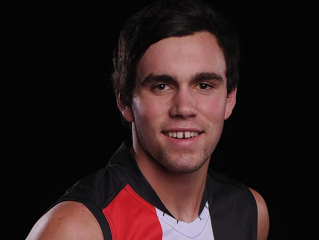 GOLD COAST, AUSTRALIA - NOVEMBER 27: Number one drafted player Patrick McCartin poses for a photo after being drafted to St Kilda during the 2014 AFL Draft at the Gold Coast Convention Centre on November 27, 2014 on the Gold Coast, Australia. (Photo by Matt Roberts/Getty Images)