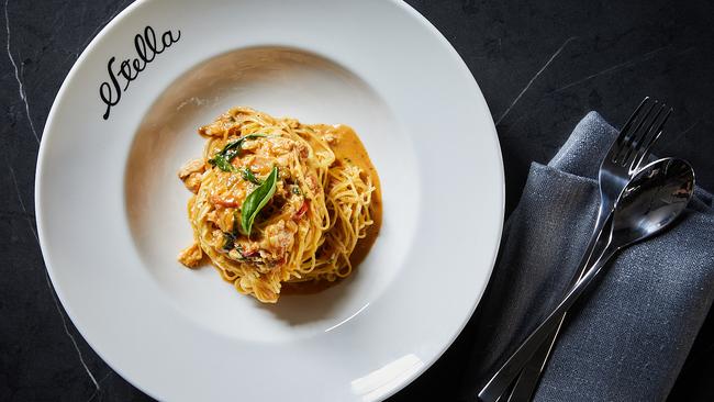 Tagliolini granchio, crab pasta, lives up to Stella’s pasta palace reputation. Picture: Kate Pascoe