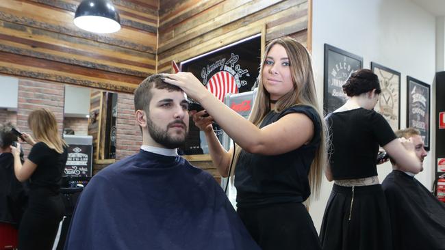 Holly Shadlow, at Jimmy Rod's, Store manager, a new qualification being introduced in barbering because of the demand for the service, Newstead - Photo Steve Pohlner