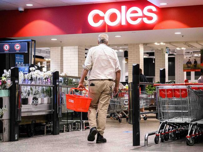 SYDNEY, AUSTRALIA - NewsWire Photos April 19, 2021: Signage outside a Coles supermarket, Sydney. Picture: NCA NewsWire / James Gourley