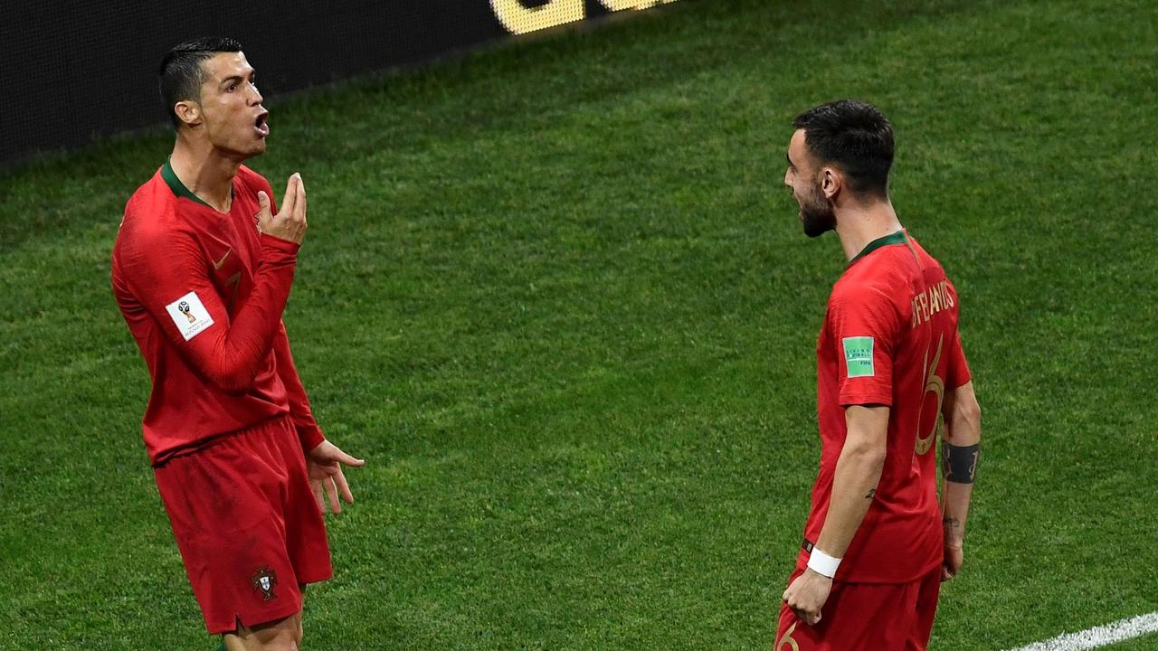 Cristiano Ronaldo (L) helped seal Bruno Fernandes’s transfer to Manchester United.