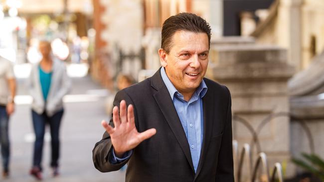 Nick Xenophon outside SA Parliament.