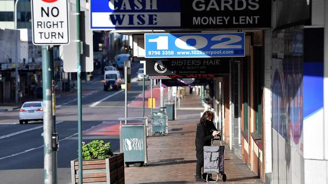 A near-deserted Fairfield in southwest Sydney on Monday. Picture: Saeed Khan, AFP