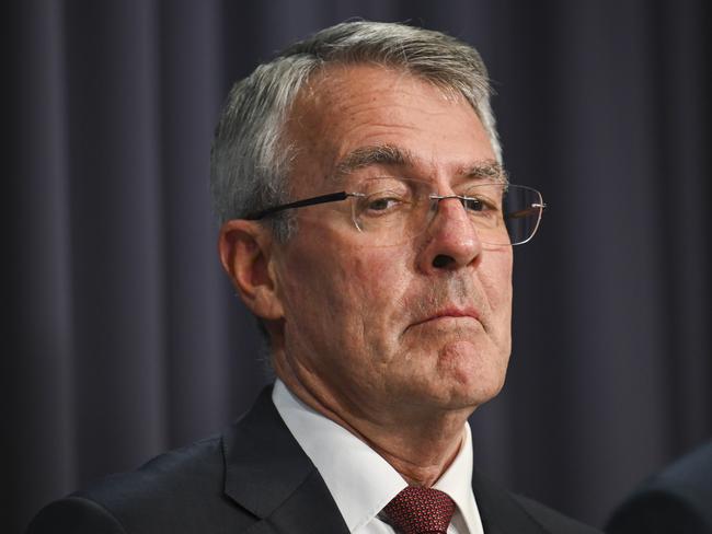 CANBERRA, AUSTRALIA  - NewsWire Photos - December 9, 2024: Minister for Home Affairs of Australia, Tony Burke, Prime Minister Anthony Albanese, Australian Federal Police Commissioner, Reece Kershaw, Attorney-General of Australia, Mark Dreyfus (pictured)  and Director-General of Security of Australia, Mike Burgess hold a press conference at Parliament House in Canberra. Picture: NewsWire / Martin Ollman