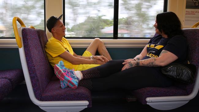 Chantelle and Brent riding in the Quiet Carriage.