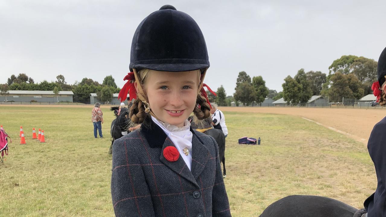 Amity Thorpe, eight, at the Vic All Shetland Show at Bendigo Showgrounds.