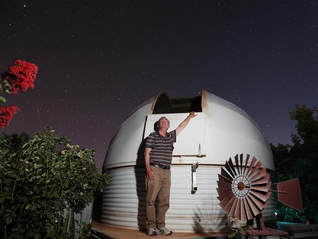 14/12/20: Broken Hill astronomer Trevor Barry at his home made observatory. John Feder/The Australian.