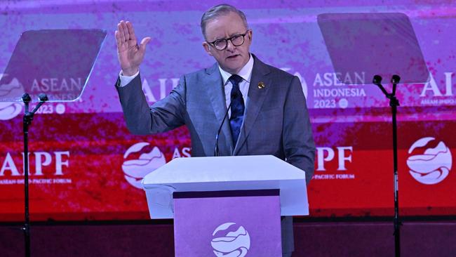 Anthony Albanese at the ASEAN-Indo Pacific Forum in Jakarta on Thursday.