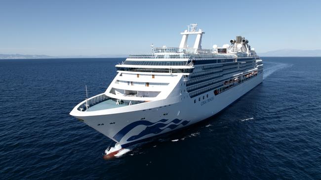 The Coral Princess cruise liner docked off the coast from Port Douglas last Thursday.