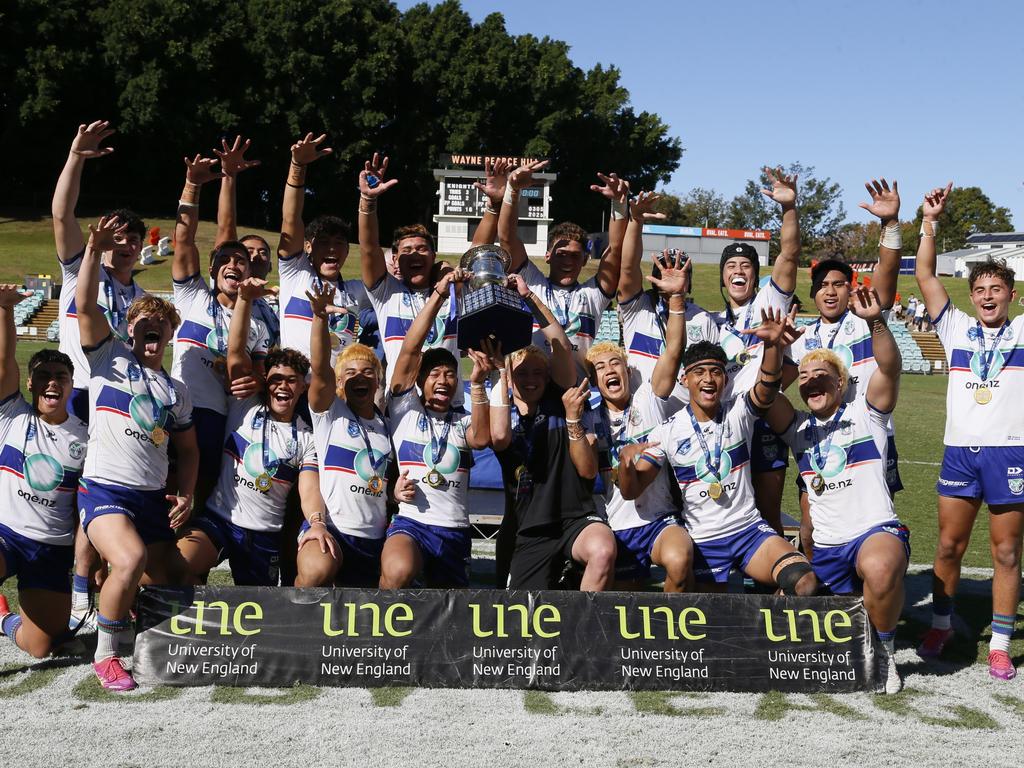 New Zealand Warriors celebrate their victory. Photo: Warren Gannon Photography