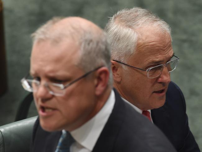 Treasurer Scott Morrison and Prime Minister Turnbull during Question Tim yesterday / Picture: AAP