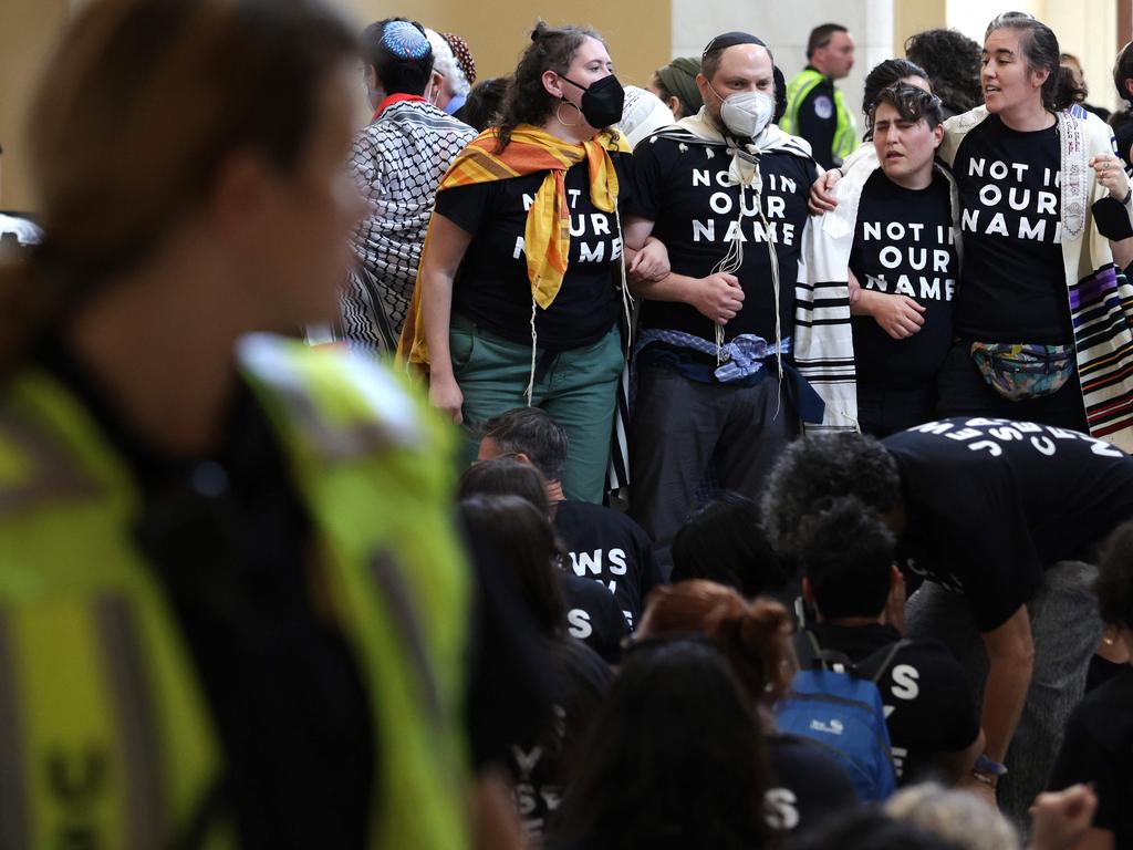 Jewish Voices for Peace were arrested after staging an anti-Israel demonstration at the US Capitol. Picture: Getty Images via AFP