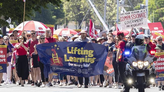 Tasmanian public sector unions march and rally at Hobart. Picture: Chris Kidd