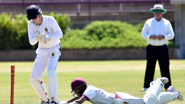 AIC First XI cricket between St Peters Lutheran College and St Laurence's College. Saturday February 11, 2023. Picture, John Gass