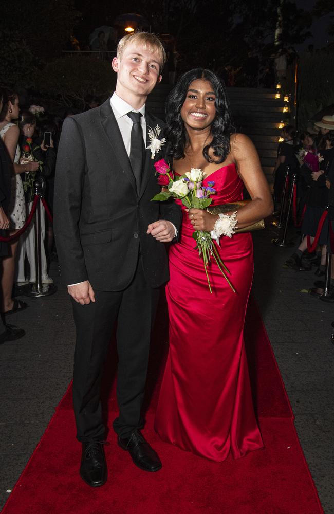 Dulini Dewage and partner Bailey Mann arrive at The Glennie School formal at Picnic Point, Thursday, September 12, 2024. Picture: Kevin Farmer