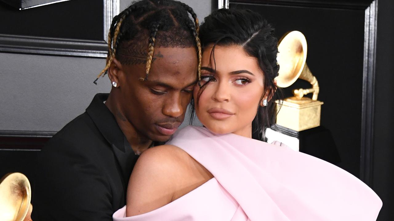 Travis Scott and Kylie Jenner at the Grammy Awards in February. Picture: Jon Kopaloff/Getty Images