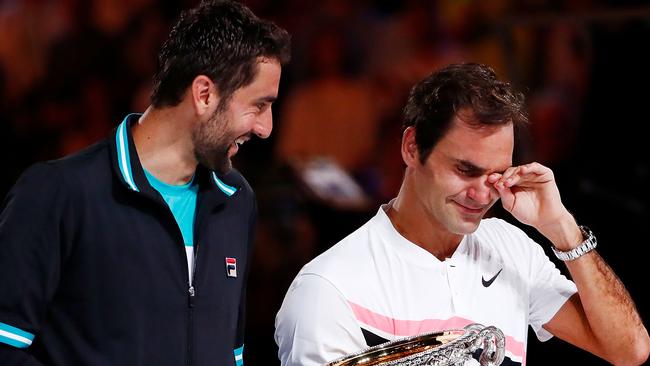 Marin Cilic with Roger Federer after the Australian Open. Picture: Getty Images