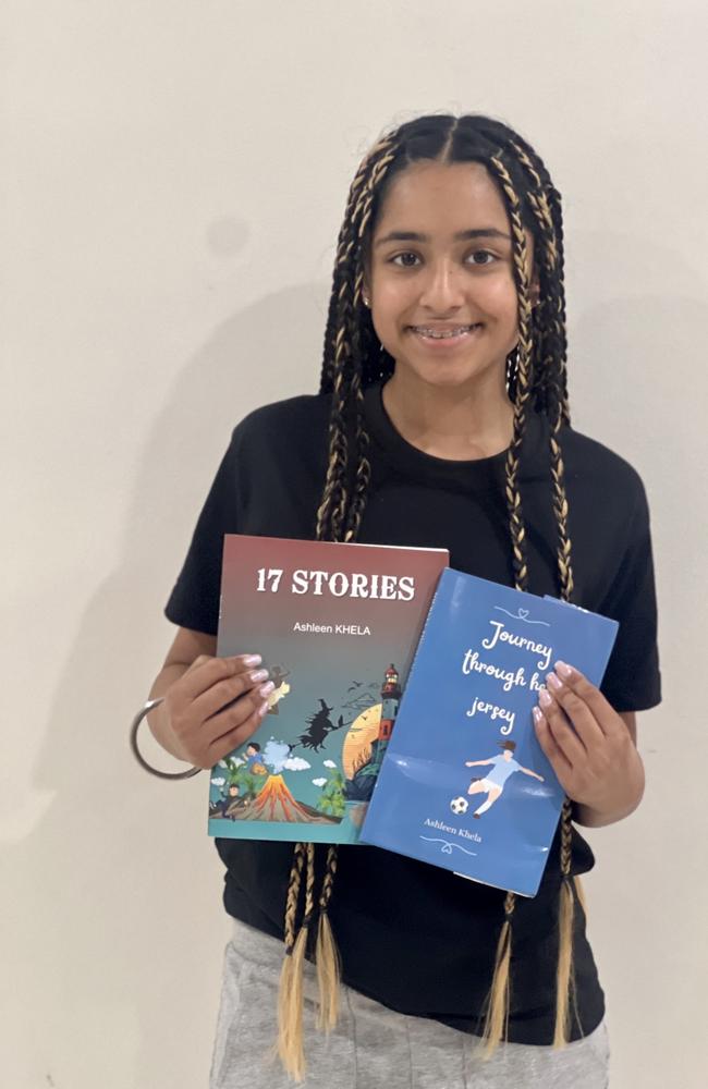 12-year-old Ashleen Khela with her two published books. Picture: Supplied